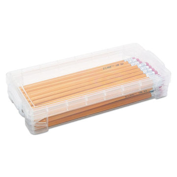 Advantus Super Stacker Pencil Box, Clear, 8 1-4 X 3 3-4 X 1 1-2 freeshipping - TVN Wholesale